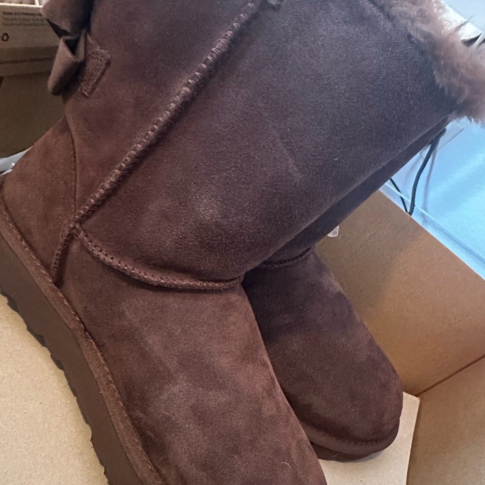 Briwn UGG Bailey Suede Bow boots